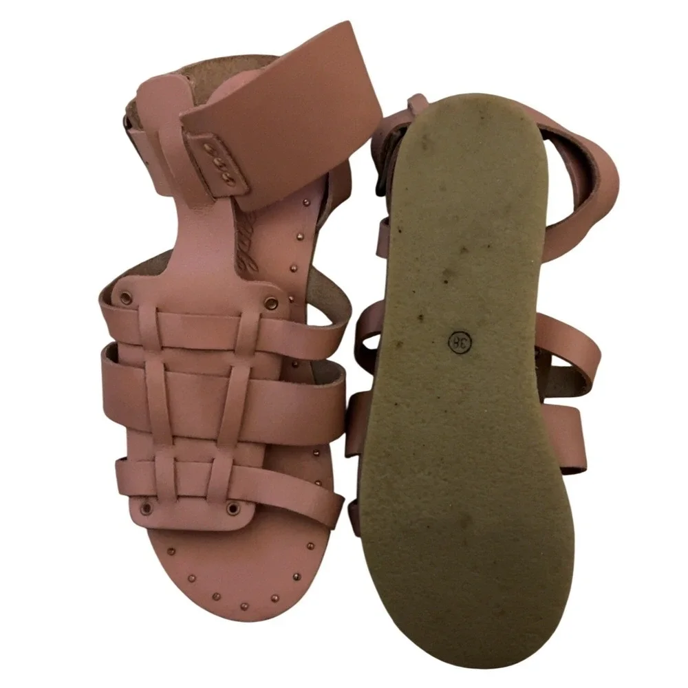 Free People Marianne wedge leather gladiator sandals buckles SZ: 38 EU‎ 7.5 US